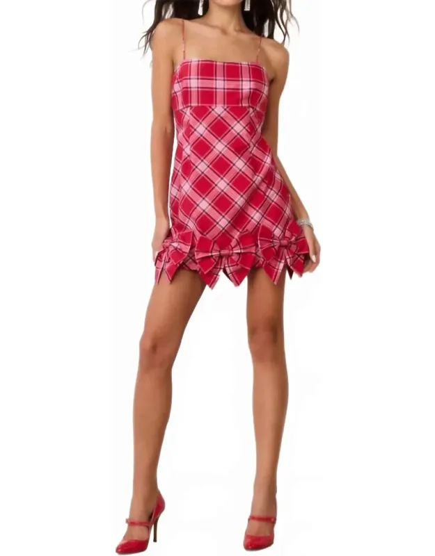 Tartan Bow Mini Dress