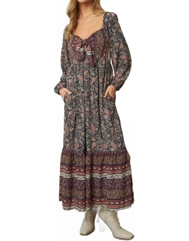 Long Sleeve Floral Print Maxi Dress