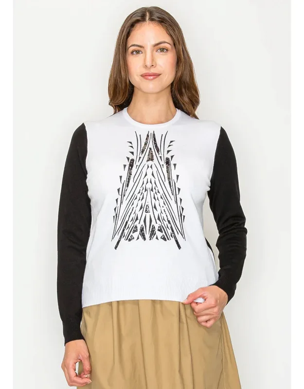Knit Sweater With Graphic Front