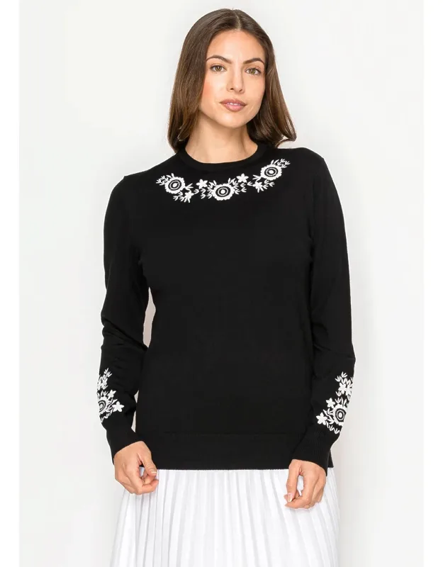 Knit Sweater With Floral Detail
