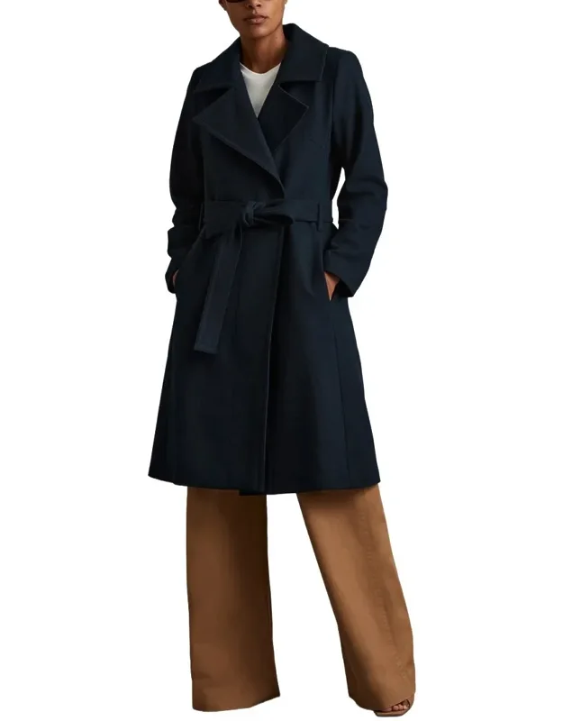 Mid Length Belted Wool & Cashmere-blend Coat