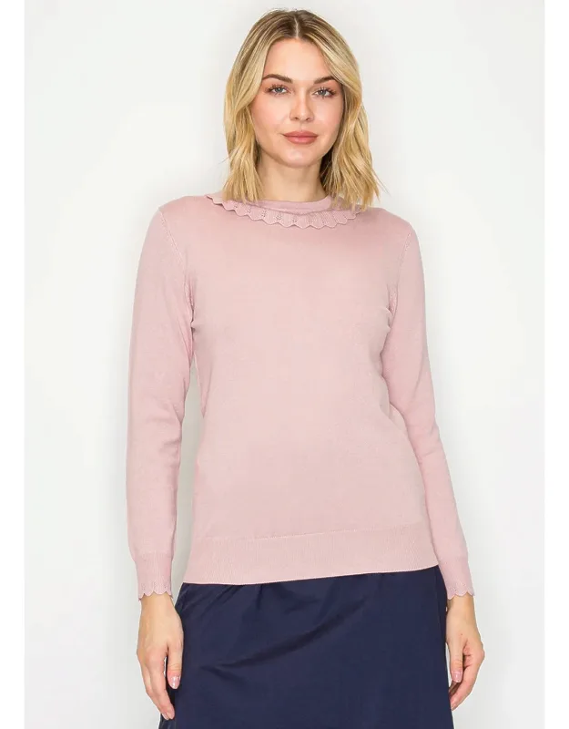 Classic Sweater With Scalloped Collar