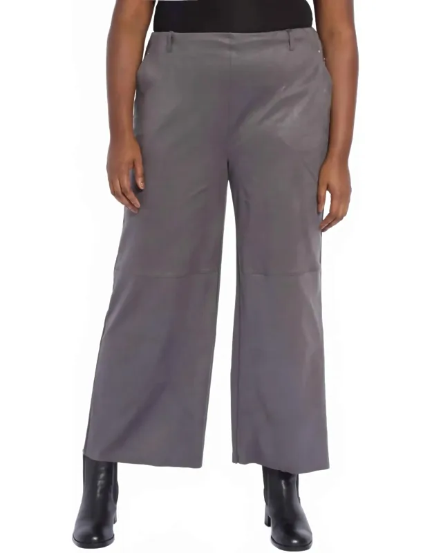 Amina Foil Ankle Wide Leg Faux Suede Pants