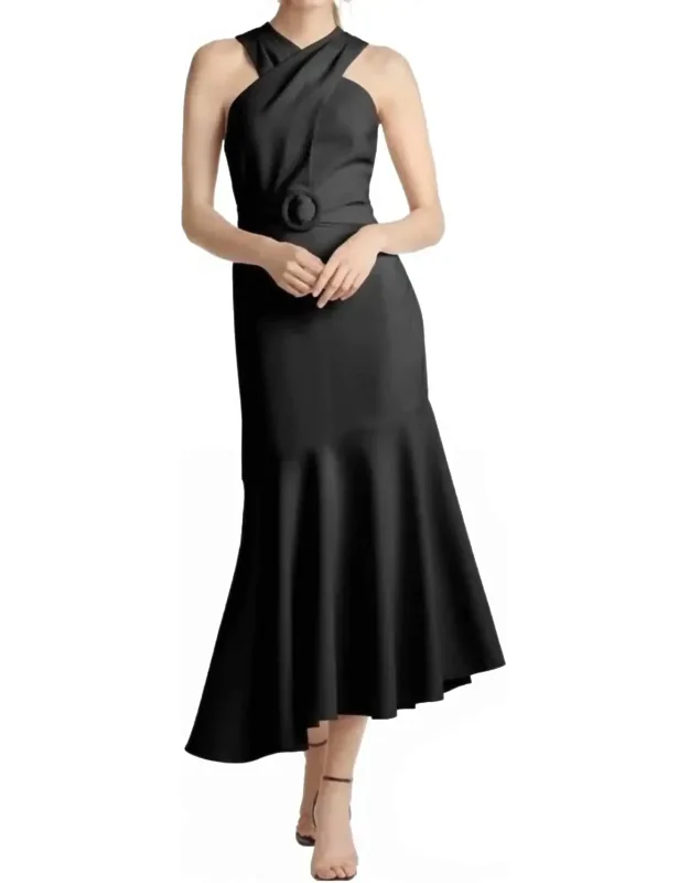 Naomi Cross Neck Asymmetric Dress