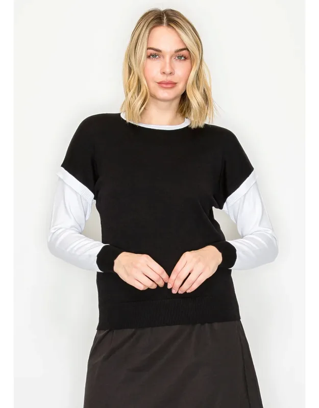 Contrast Sleeve Knit Sweater