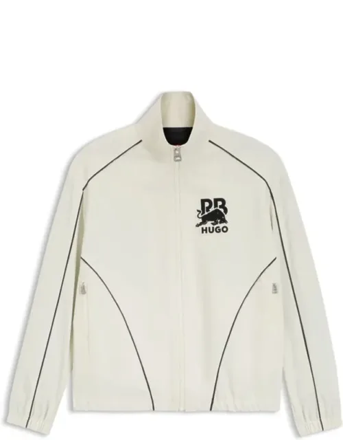 Zipper-up Jacket With Bull Motif