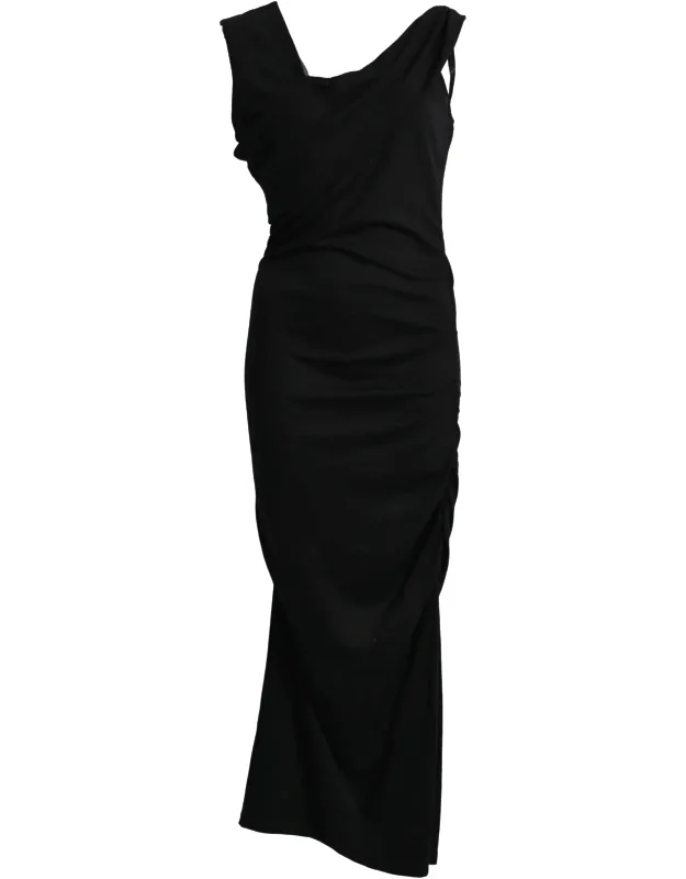 Sleeveless Draped Midi Dress