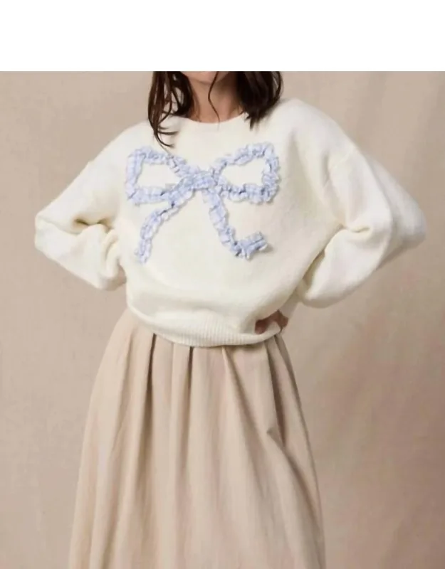 Plaid Bow Brushed Sweater