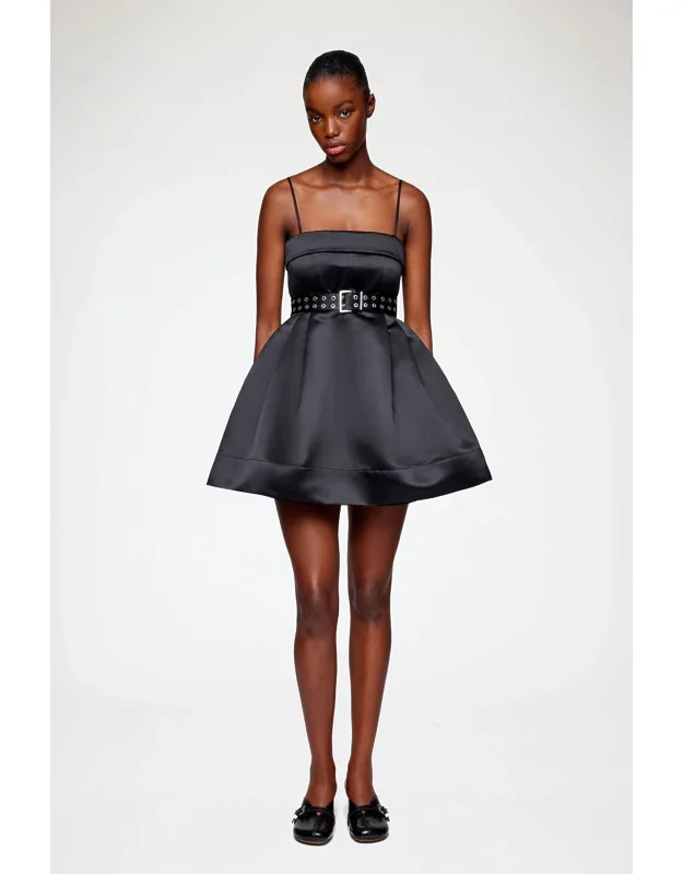 Dress In Satin With Spaghetti Straps And Zip Closure