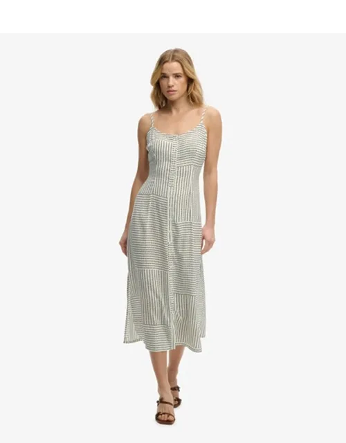 Print Button Down Cami Midi Dress