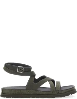 Golden Gaze Croc-effect Buckled Sandals