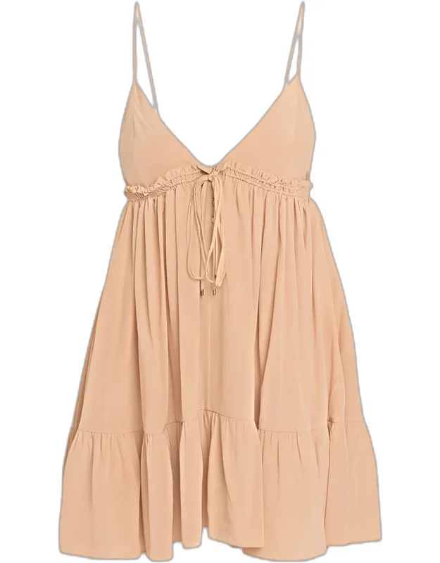 Sleeveless Silk Crepe Mini Trapeze Dress