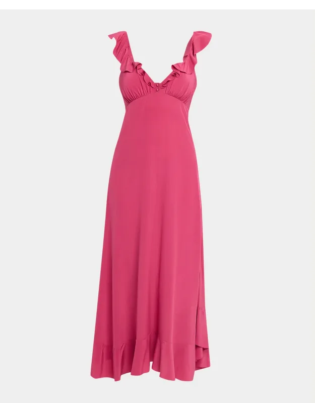 Ruffle V-neck Empire Midi Dress