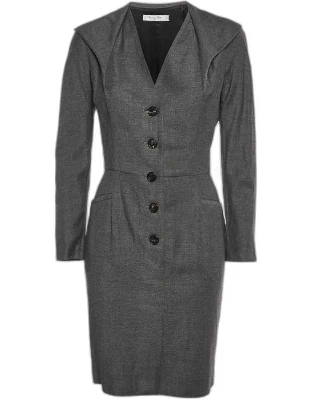 Wool Blend Button Up Mini Dress