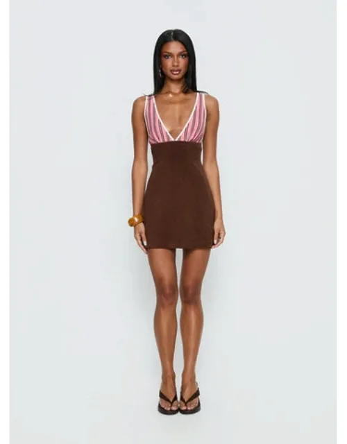 Contrast Plunge Mini Dress