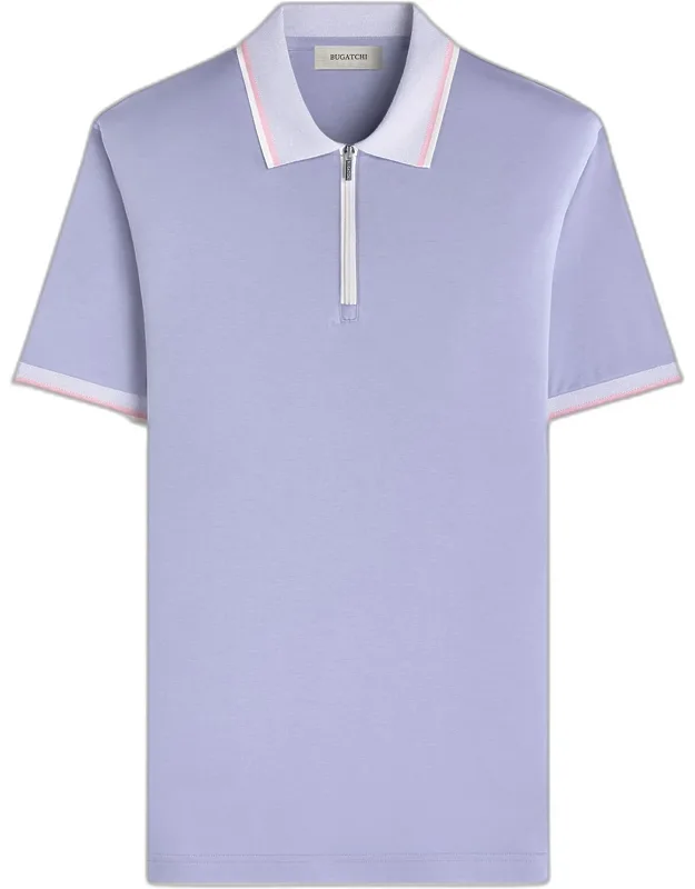 Tipped Knit-trim Quarter-zip Polo Shirt