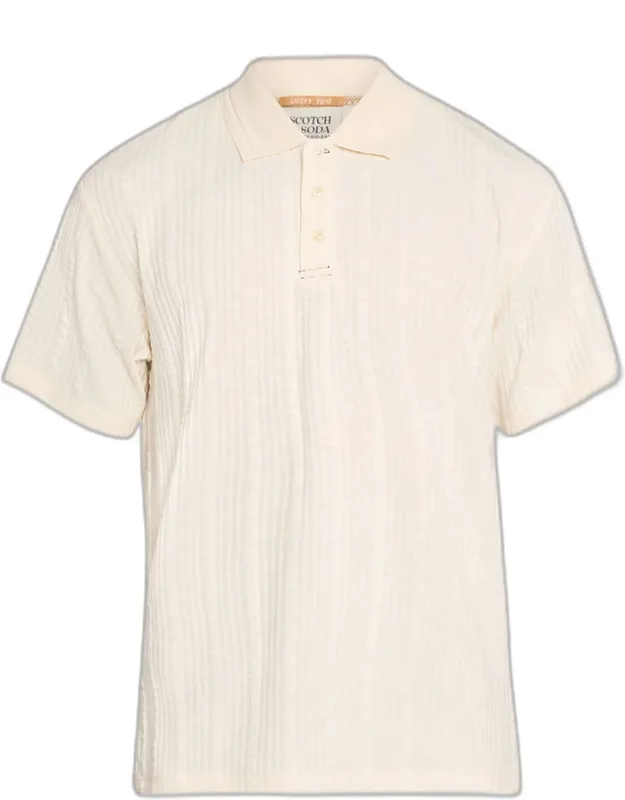 Stripe-textured Cotton Polo Shirt