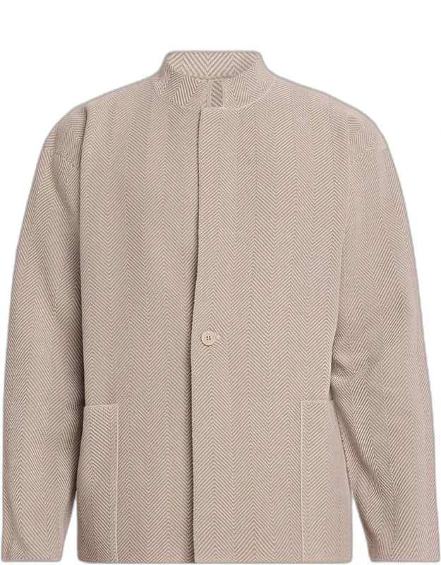 Herringbone Knit Stand-collar Jacket