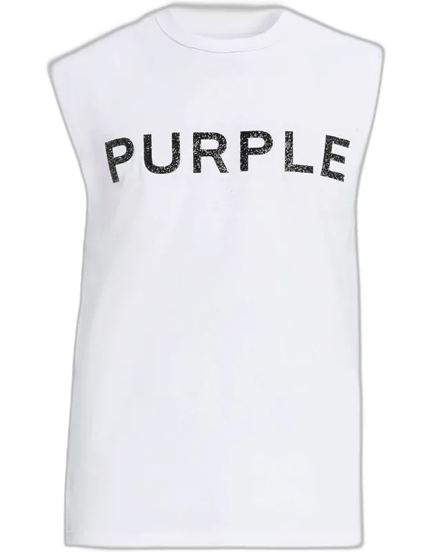 Textured-logo Sleeveless Cotton T-shirt