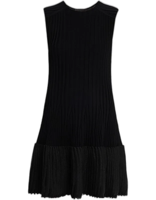Rib Knit Flounce-hem Mini Dress