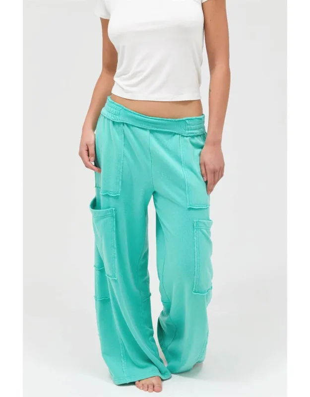 Mineral Wash Wide Leg Cargo Pants