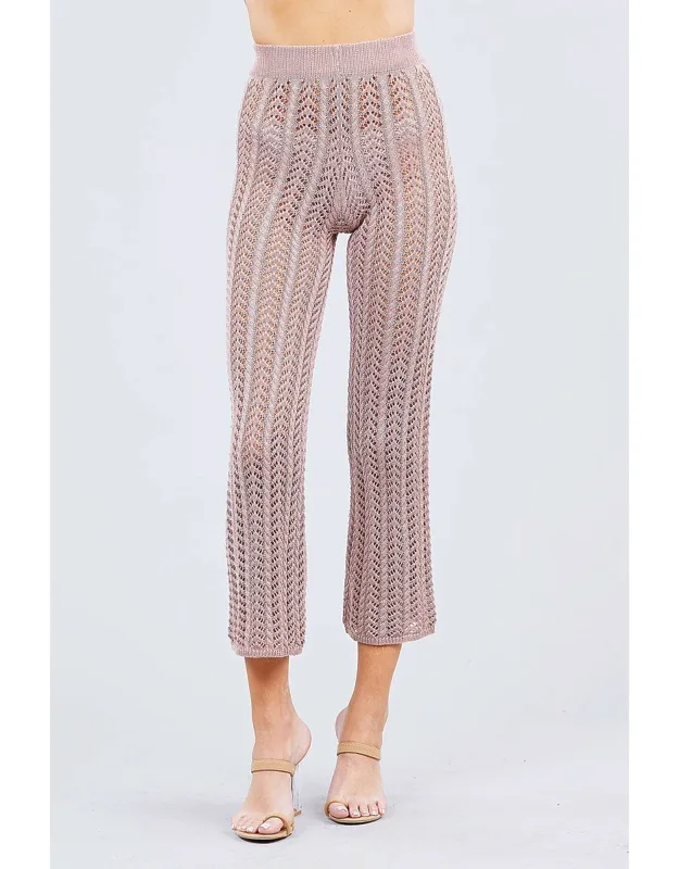 Flare Long Fishnet Sweater Pants