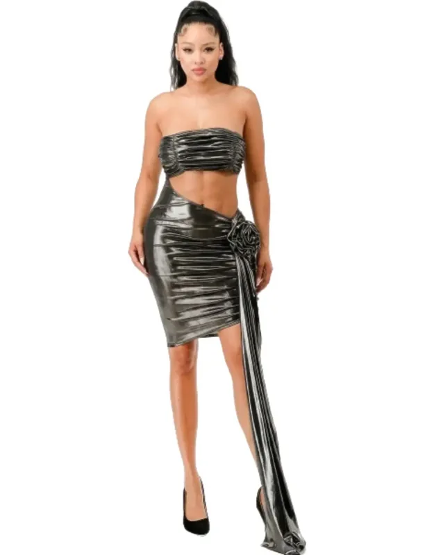 Strapless Metallic Dress