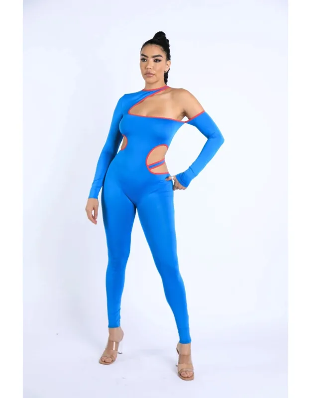 Binding Detailed Cutout Jumpsuit