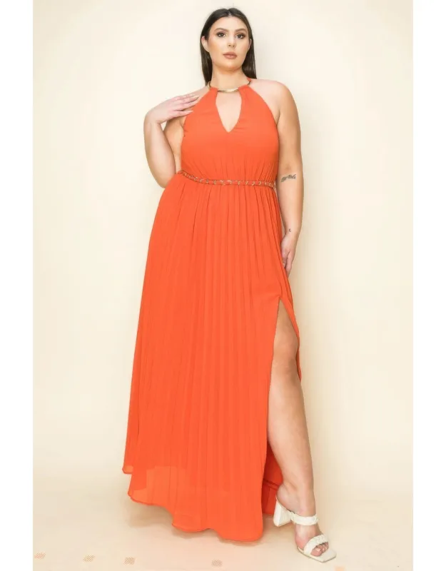 Chiffon Pleated Maxi Dress