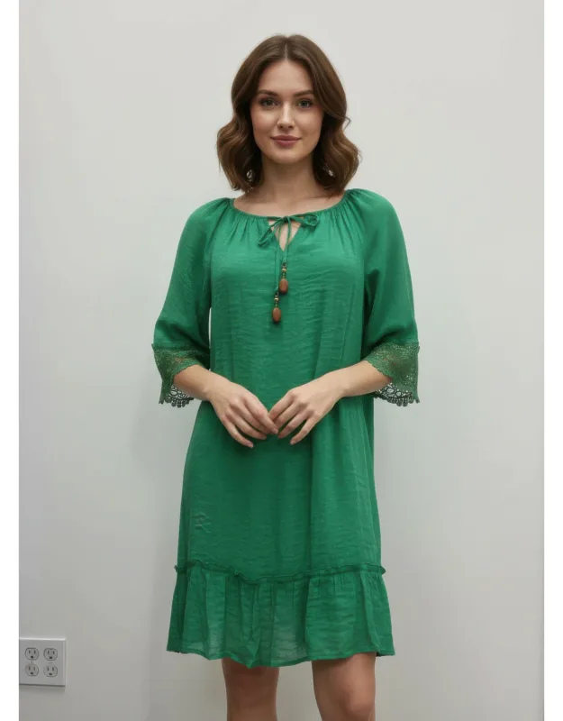 Solid Elbow Sleeve Dress