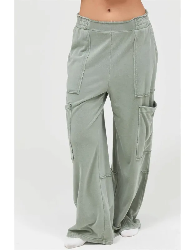 Mineral Wash Wide Leg Cargo Pants