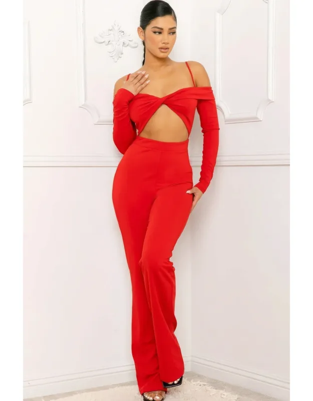 Open Shoulder Cutout Detail Jumpsuit