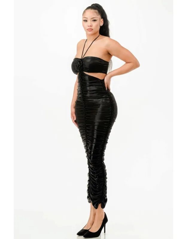 Rushed Halter Dress