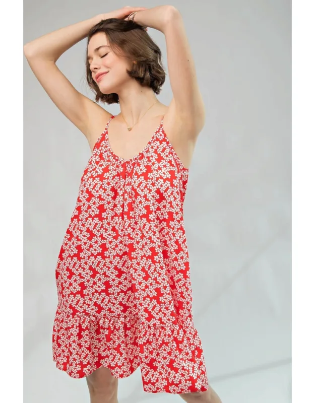 Floral Printed Wool Peach Cami Dress