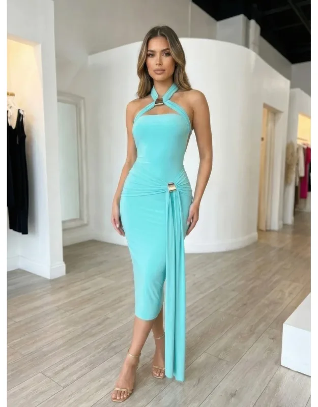 Halter-style Bodycon Midi Dress
