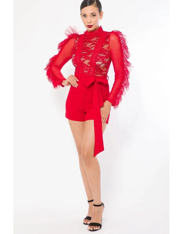 Lace And Crochet Detailed Fashion Romper