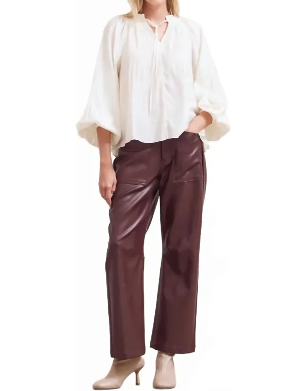 Faux Leather Straight Leg Pants