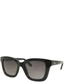 Sunglasses Square Full Rim, Black Frame And Grey Gradient Lens