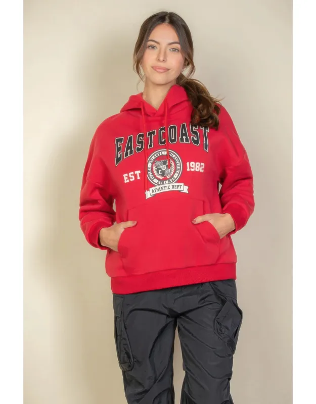 Graphic Kangaroo Pocket Drawstring Hoodie