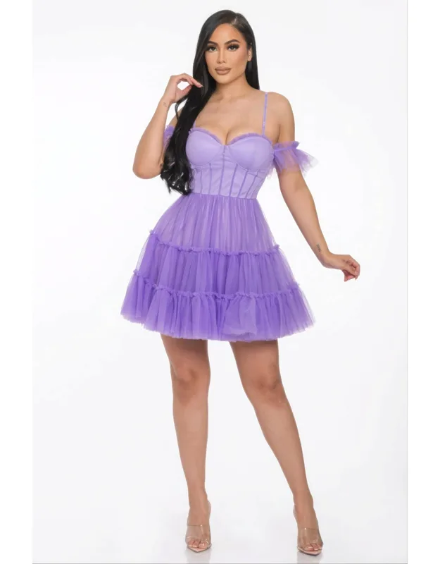 Off-the-shoulder Puff Mini Dress