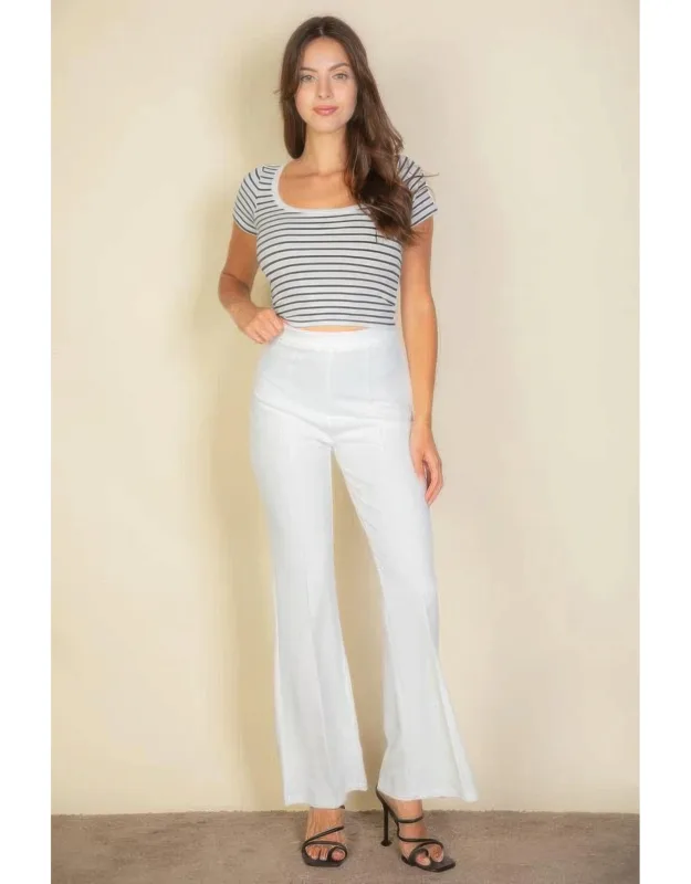 High Waist Stretch Crepe Flare Pants