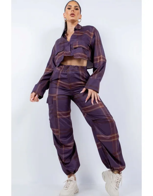 Cropped Shirt & Cargo Pants Sets