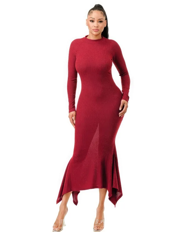 Soft Faux Wool Long Dress