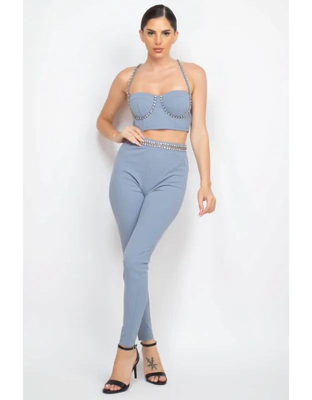 Embellished Top And Pants Set
