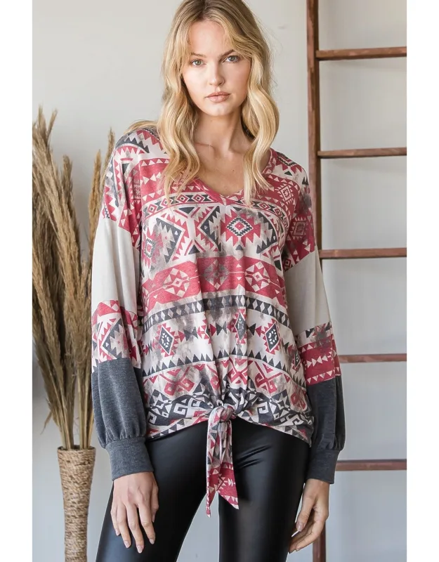 Beautiful Aztec Print Long Sleeve Sweater