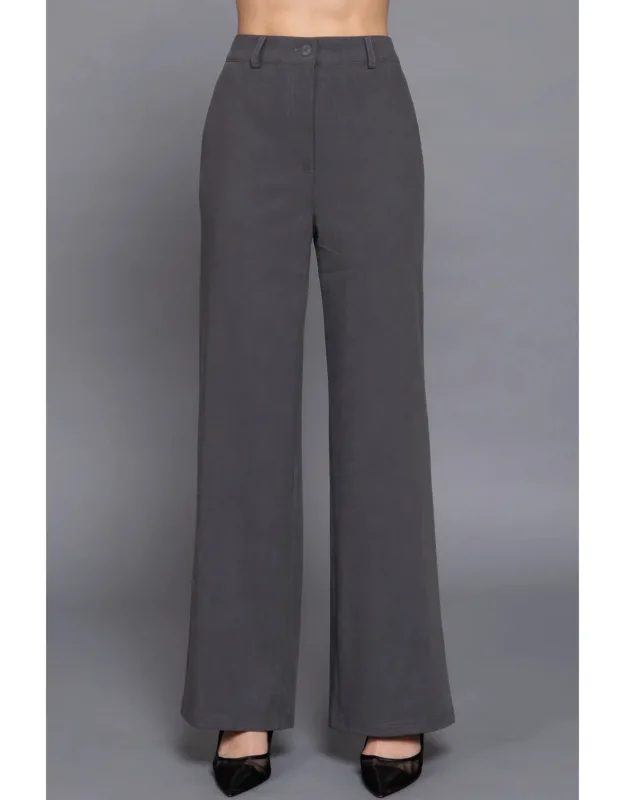 Back Elastic Straight Woven Long Pants