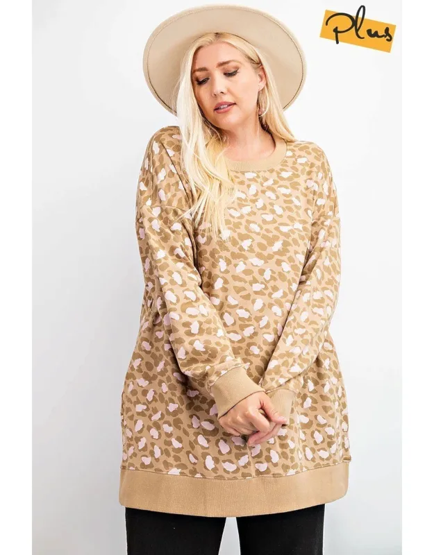 Leopard Printed Terry Knit Dress