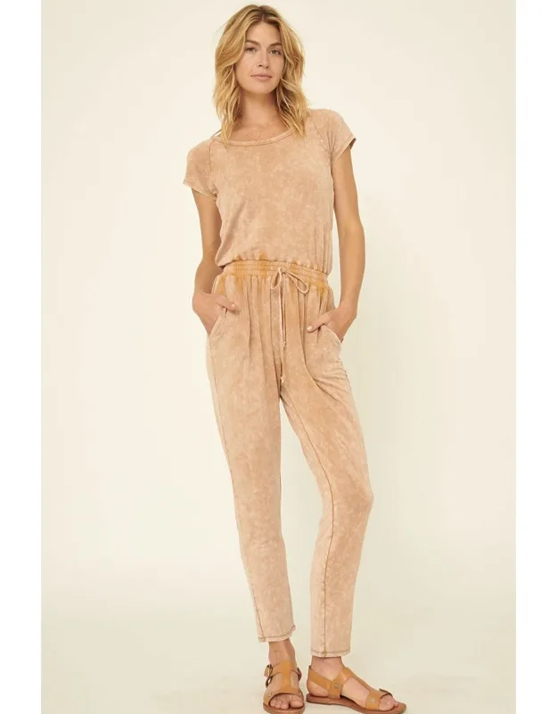 Mineral Washed Finish Knit Jumpsuit