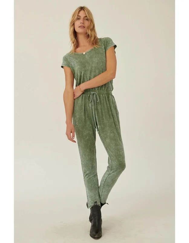 Mineral Washed Finish Knit Jumpsuit