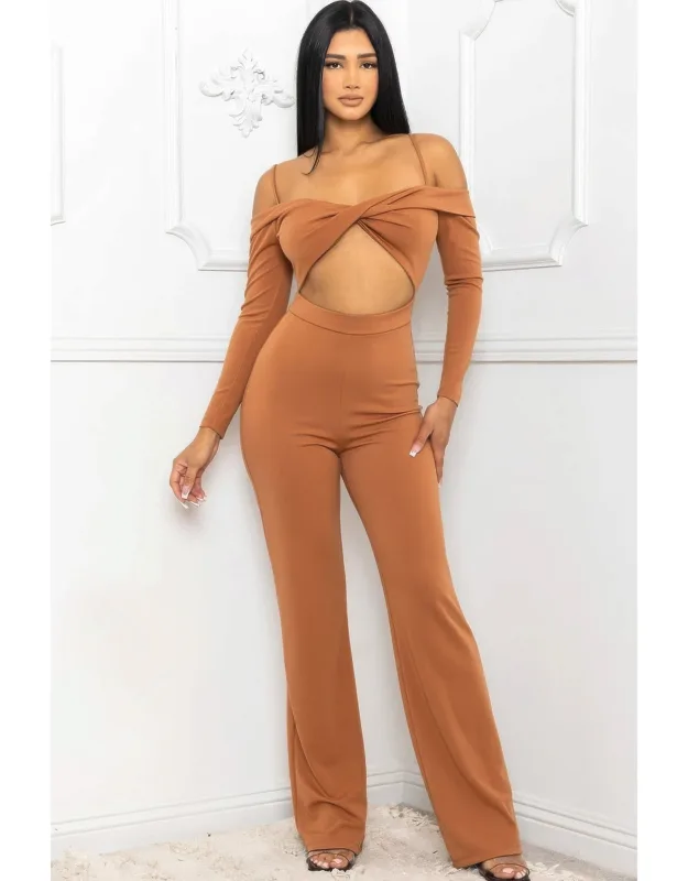 Open Shoulder Cutout Detail Jumpsuit